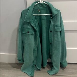 Free people oversized jaded ruby button down Teal/Green